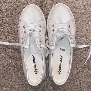 Superga white platform shoes